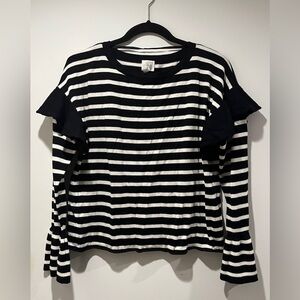 Cupio Black and White Striped Top Size L
